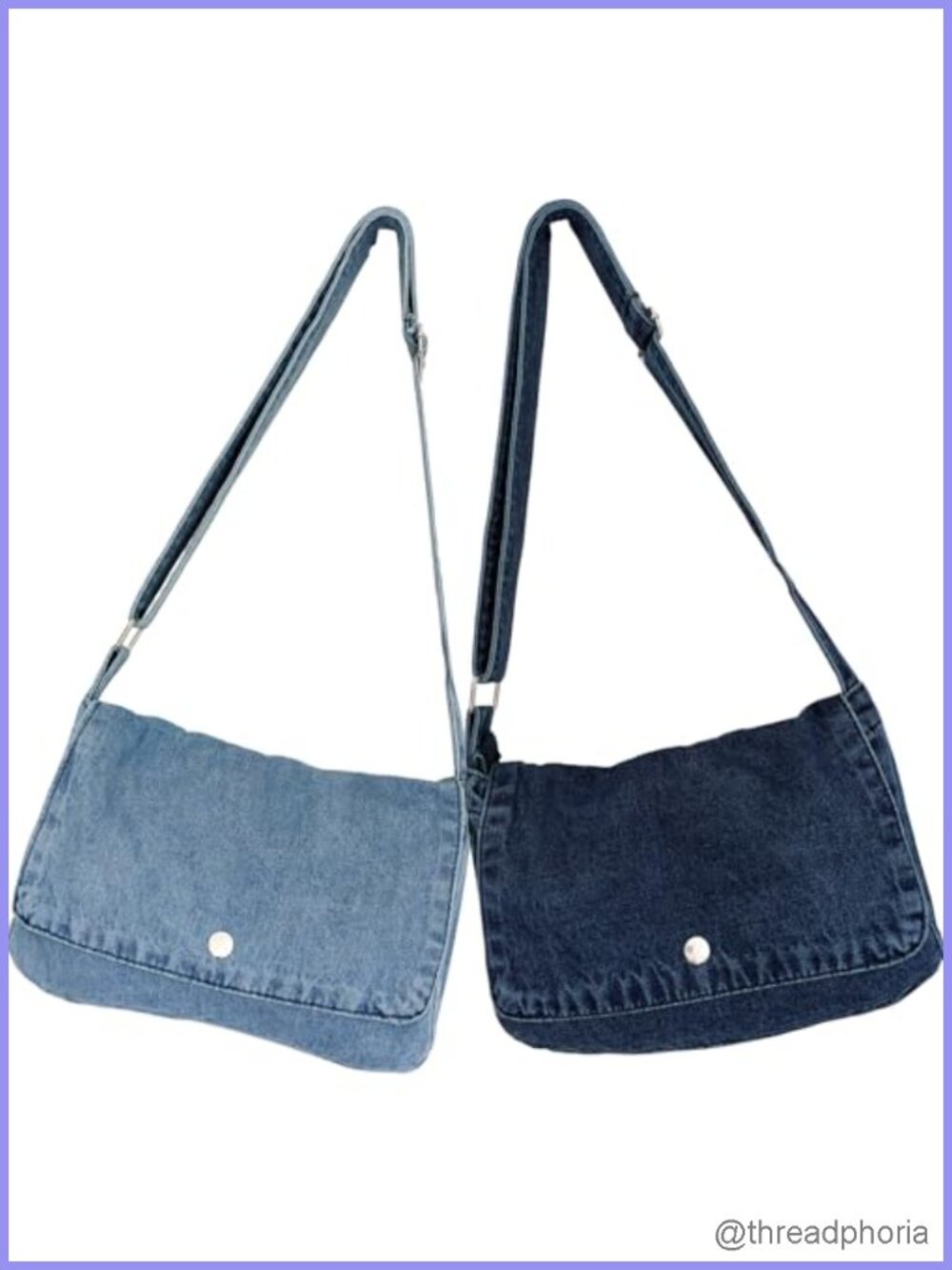 Denim Crossbody Bag Set Adjustable Strap Shoulder Purse Washed Jean